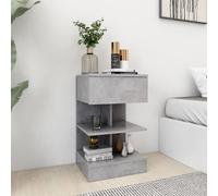 Table de chevet 40x35x65 cm bois contreplaqué Gris béton Étagère de rangement et durable