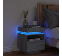 Table de chevet 40x39x48,5 cm bois contreplaqué Sonoma gris Éclairage LED RVB