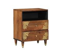 vidaXL Table de chevet avec tiroir Bois de mangue massif Marron miel 50 x 33 x 62 cm