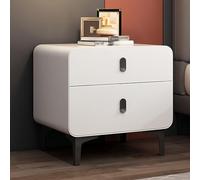 Table De Chevet À 2 Niveaux, Table D’Appoint Moderne avec 2 Tiroirs, Meuble De Rangement pour Chambre À Coucher Ou Salon(White,40cm)