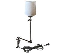 Table de Chevet à Clipser à 1 lumière à intensité Variable avec Bras Flexible, Abat-Jour en Tissu crème, Cordon enfichable de 2,4 m, Lampe à Pince décorative pour Bureau, Maison, bibliothèque, Chevet