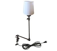 Table de Chevet à Clipser à 1 lumière à intensité Variable avec Bras Flexible, Abat-Jour en Tissu crème, Cordon enfichable de 2,4 m, Lampe à Pince décorative pour Bureau, Maison, bibliothèque, Chevet