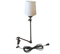 Table de Chevet à Clipser à 1 lumière à intensité Variable avec Bras Flexible, Abat-Jour en Tissu crème, Cordon enfichable de 2,4 m, Lampe à Pince décorative pour Bureau, Maison, bibliothèque, Chevet