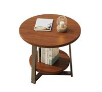 Table De Chevet À Deux Niveaux en Bois De Noyer, Table De Chevet pour Petits Espaces,Tables D'appoint Modernes avec Structure Métallique Et Étagères pour Le Balcon De La Maison(Flat,60cm)