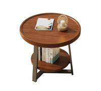 Table De Chevet À Deux Niveaux en Bois De Noyer, Table De Chevet pour Petits Espaces,Tables D'appoint Modernes avec Structure Métallique Et Étagères pour Le Balcon De La Maison(Concave,60cm)