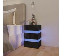 Vidaxl Table De Chevet À Led Noir Brillant 45x35x67 Cm Aggloméré Noir