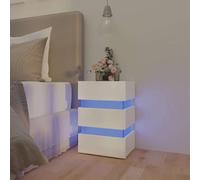 Vidaxl Table De Chevet À Led Blanc Brillant 45x35x67 Cm Aggloméré Blanc
