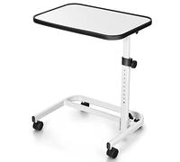 Table de chevet à roulettes avec 9 niveaux réglables en hauteur de 73,7 à 94 cm, plateau inclinable multi-angle, table de lit d'hôpital en forme de C, table d'appoint pour canapé-lit, fauteuil roulant