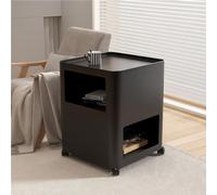 Table de Chevet à roulettes, Table d'appoint en métal à 3 Niveaux, Table de Chevet/Table Basse roulante pour Chambre, Salon ou à côté du canapé (Noir, Grand modèle)