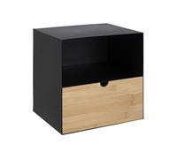 Toilinux - Table de chevet à suspendre en bambou et métal 1 tiroir - Noir et Beige - Juliette Noir