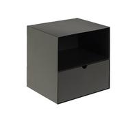 Toilinux - Table de chevet à suspendre en métal avec 1 tiroir - Noir - Juliette Noir