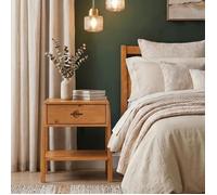 Table de Chevet ADAMO H 49 cm en Bois Massif Coloris Chêne avec 1 Tiroir et 1 Tablette Inférieure Petite Table de Nuit
