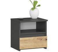 AKORD Table de Nuit avec tiroir | Chevet, Table de Nuit | Armoire de Chambre | L40 x H40 x P35 cm | Gris Graphite/Chêne Artisanal