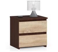 Table de chevet AKORD CL2 Wengé 40 cm 2 tiroirs façade Chêne Sonoma 40x35x40 cm