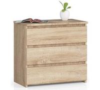 AKORD Commode CL-3 avec 3 tiroirs | Commode Classique pour La Chambre, Salon | Meuble de Rangement | L60 x H57 x P35 cm | Poids 26 kg | Chêne de Sonoma