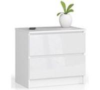 Table de chevet AKORD K60 Blanche 60 cm 2 tiroirs façade Blanche Brillante 60x40x55 cm Blanc / Blanc Brillant G