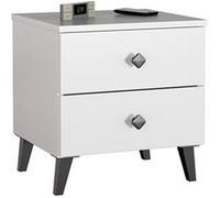 Table de chevet AKORD MOBI Blanc 40 cm 2 tiroirs façade Blanche 40x37x43 cm Blanc