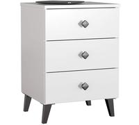 Table de chevet AKORD MOBI Blanc 40 cm 3 tiroirs façade Blanche 40x37x58 cm