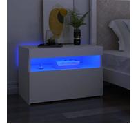 Table de chevet - AKOZON - 60x35x40 cm - Aggloméré - Lumières LED RVB - Design contemporain