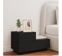 Table de chevet - AKOZON - Noir - 70x36x40,5 cm - Lumières LED RVB - Bois d'ingénierie