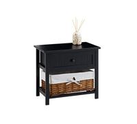 IDIMEX Table de Chevet AKURE en Bois avec 1 Tiroir et 1 Panier de Rangement, Style Campagne, Idéale pour Ranger Vos Petites Affaires, Table de Nuit, 50 x 46 x 31 cm, Noir