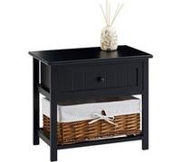 IDIMEX Table de Chevet AKURE en Bois avec 1 Tiroir et 1 Panier de Rangement, Style Campagne, Idéale pour Ranger Vos Petites Affaires, Table de Nuit, 50 x 46 x 31 cm, Noir