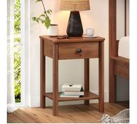 Idimex Table de chevet APOANA – 1 tiroir, 1 tablette, pin massif brun foncé, 45×55×35 cm