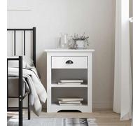Vidaxl Table De Chevet Bodo Blanc 53x38,5x66 Cm Bois De Pin Massif Multicolore