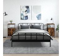 vidaXL Tables de Chevet 2 pcs, Armoires de Nuit avec Pieds Réglables, Armoires de Lit avec Rangement, Tables de Nuit Chambre, Industriel, Chêne Fumé Bois d’Ingénierie