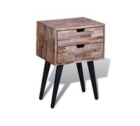 Table de chevet avec 2 tiroirs Bois de teck recyclé