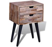 Vidaxl Table De Chevet Avec 2 Tiroirs Bois De Teck Recyclé