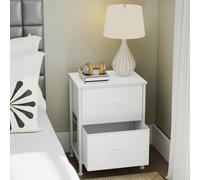 Table de Chevet avec 2 Tiroirs en Tissu Non-tissé, Acier, MDF, pour Chambre, Table d'Appoint, Blanc Nuage et Blanc Neige À propos de cet articleÉlégant : Cette table de chevet apporte une touche de st