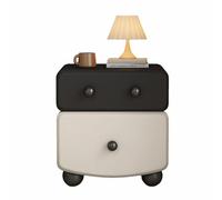 Table de Chevet avec 2 tiroirs et Finition en Cuir, Petit casier, adapté pour Le Rangement de la Table de canapé dans Le Salon léger et Facile à Installer(Black and White,Big)
