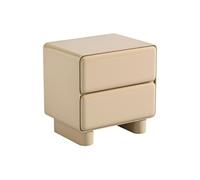 Table de chevet avec 2 tiroirs ? MDF ? Beige laqué - AUNELA