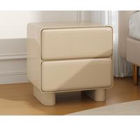Table de chevet avec 2 tiroirs ? MDF ? Beige laqué - AUNELA