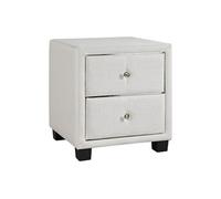 Table de chevet avec 2 tiroirs - Tissu - Ivoire - PICHONIA