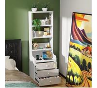Table de chevet avec 3 tiroirs 5 niches - VIVOLILV - Blanc - 50x40x176 cm