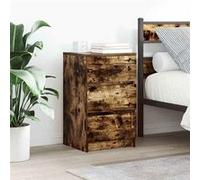 vidaXL Table de Chevet avec 3 tiroirs chêne fumé 39x35x65 cm, Table d'appoint, Armoire de lit, Table d'appoint pour la Chambre, Table de Nuit