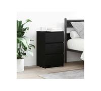 Table de chevet avec 3 tiroirs noir 39x35x65 cm, table d'appoint, armoire de lit, table d'appoint pour la chambre, 861339