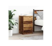 Table de chevet avec 3 tiroirs vieux bois 39x35x65 cm, table d'appoint, armoire de lit, table d'appoint pour la 861351