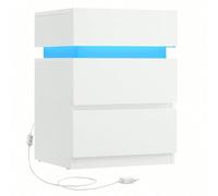 VASAGLE Table de nuit avec éclairage LED, avec 3 tiroirs, blanc