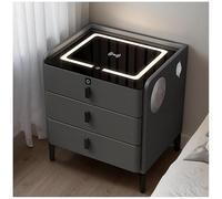 Table de chevet avec chargement sans fil, 3 tiroirs, éclairage LED réglable pour chambre à coucher et salon
