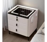 Table de chevet avec chargement sans fil, lumière LED, ports USB et tiroirs pour un rangement pratique dans le salon, la chambre à coucher, le bureau