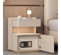 Table de chevet avec coffre caché et capteur automatique LED, table de nuit moderne avec tiroir et compartiments ouverts