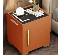 Table de chevet avec coffre-fort caché, station de charge et ports USB/Type-C, LED à luminosité réglable, dessus en verre trempé