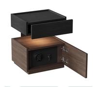 Table de chevet avec coffre fort caché, table de chevet LED multifonction avec 2 plateformes de rangement et 1 tiroir pour chambre à coucher et salon