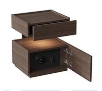 Table de chevet avec coffre fort caché, table de chevet LED multifonction avec 2 plateformes de rangement et 1 tiroir pour chambre à coucher et salon