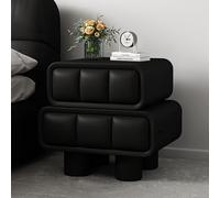 Table de chevet avec double tiroir, table de chevet minimaliste pour chambre à coucher et salon, design moderne du milieu du siècle, finition luxueuse en cuir synthétique