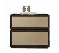 Table de Chevet avec Double tiroirs et Espace de Rangement, Design texturé en rotin, avec Bordure surélevée, idéale for l'organisation du Salon(Walnut,Small)