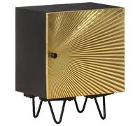 Table de chevet avec front en laiton 40x30x50cm Manguier massif